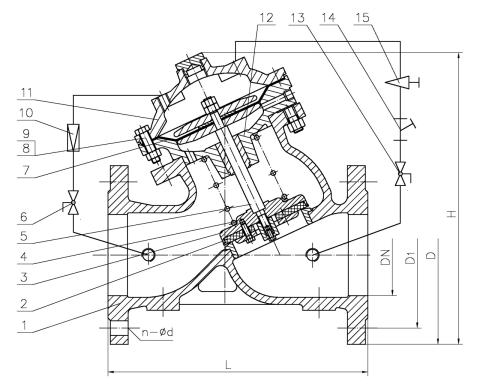 DY20BX型雙腔比例式減壓閥使用說明書-工作原理(圖1) DY20BX型雙腔比例式減壓閥使用說明書-工作原理(圖1)