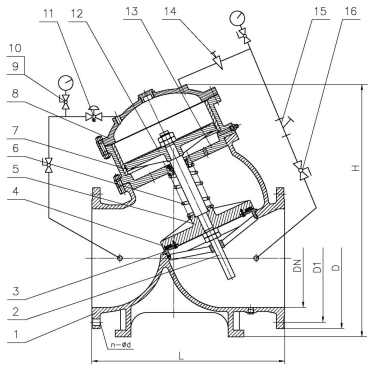 YX741X型減壓穩(wěn)壓閥使用說明書-工作原理(圖1) YX741X型減壓穩(wěn)壓閥使用說明書-工作原理(圖1)