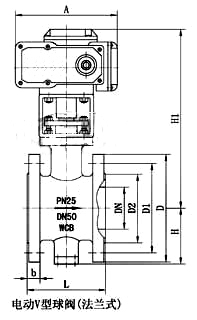 電動(dòng)法蘭型V型切斷球閥(圖1) 電動(dòng)法蘭型V型切斷球閥(圖1)